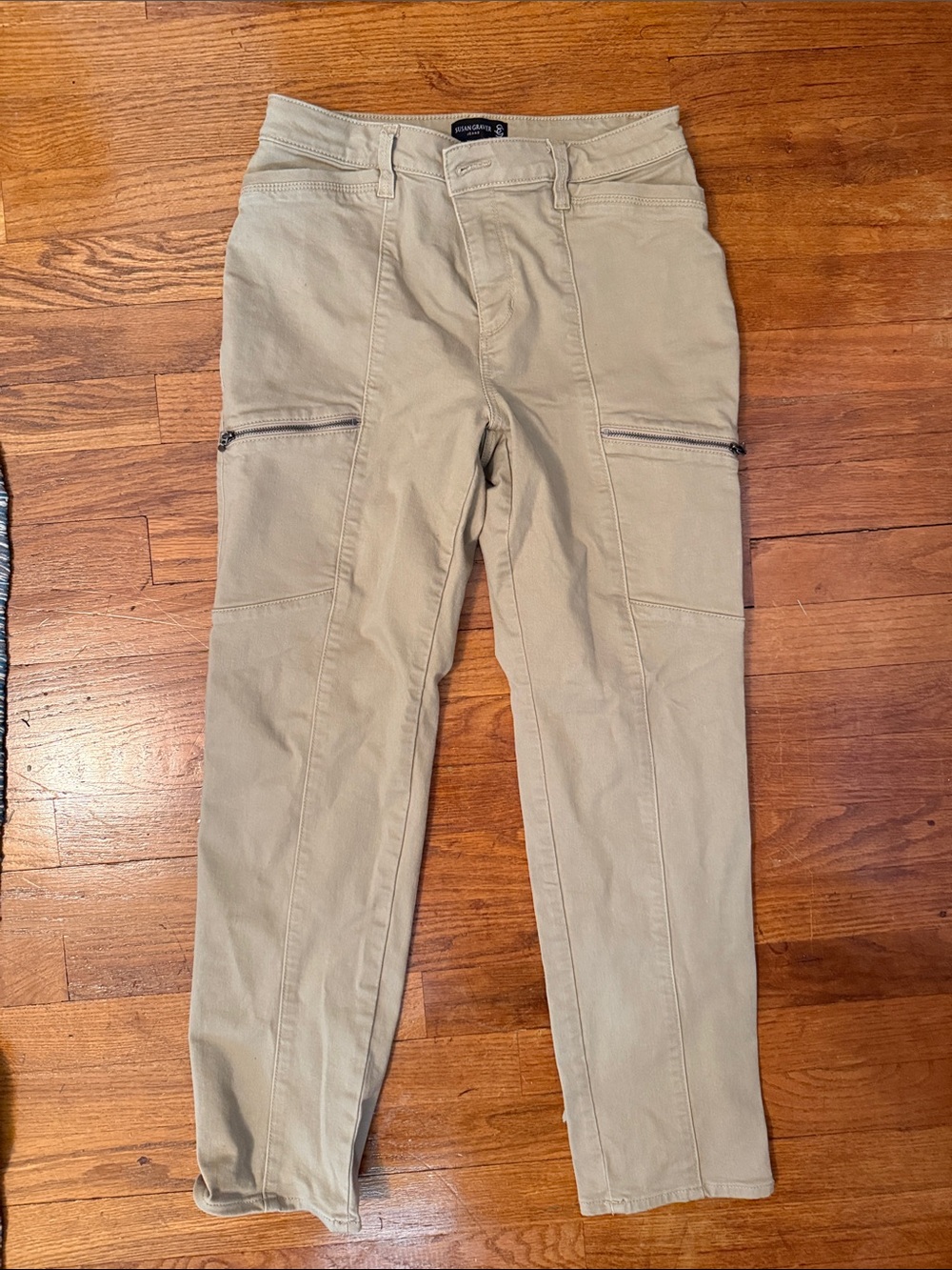 Susan Graver Beige Casual Pants with Belt Loops